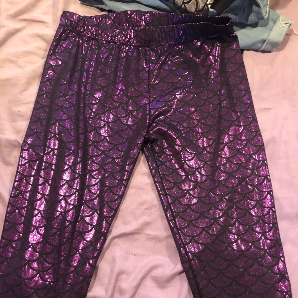 Purple mermaid scale leggings